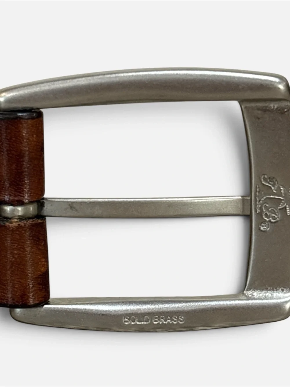 Tommy Bahama Brown Woven Leather Belt with Brushed Silver Buckle